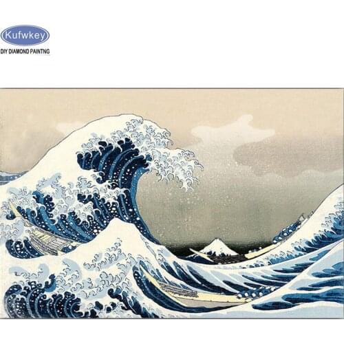 5d diy diamond painting The Great Wave off Kanagawa Japanese cross stitch 3d diamond embroidery Game kits diamond mosaic Decor