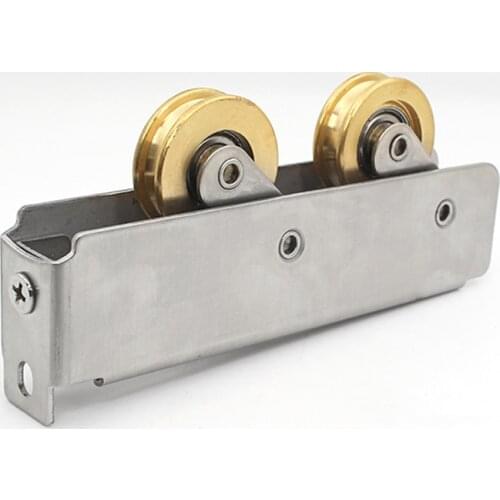 90-Type Sliding Door Plastic Steel Window Pulley Concave Brass Wheel Muted Roller Household Hardware Part