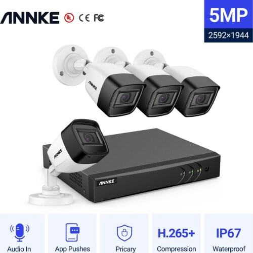 ANNKE S300 5MP Lite Ultra HD H.265+ 8CH DVR CCTV Security System 4PCS 5MP IP67 Outdoor Audio in Camera Video Surveillance Kit