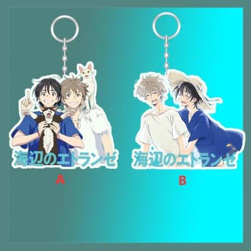 Anime Stand Keychain Umibe no Etranger Chibana Mio Hashimoto Shun Strap Keyring Dual-purpose desktop decoration 8cm