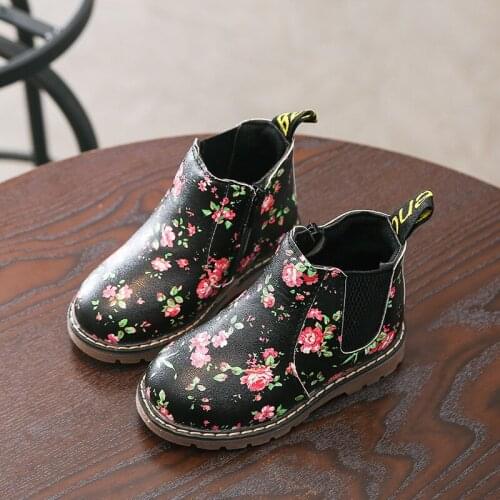 Winter New Children Printing Casual Non-slip Boots Girls Pu Leather Short Boots Kids Sneakers Baby Running Shoes Size 21-36