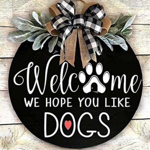 Home Decoration Black Countryside Style Round Welcome Pet House Number