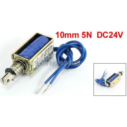 Push Pull Type Solenoid Electromagnet 24V DC 300mA 10mm Stroke 5N 0.5Kg 1.1LB Holding Force Open Frame Discount