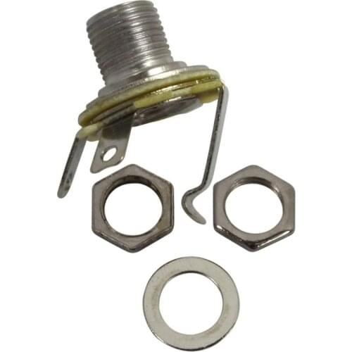 FLEOR 6.35mm 1/4" Mono Electric Guitar Jack Socket for Guitar Parts, Chrome/Black