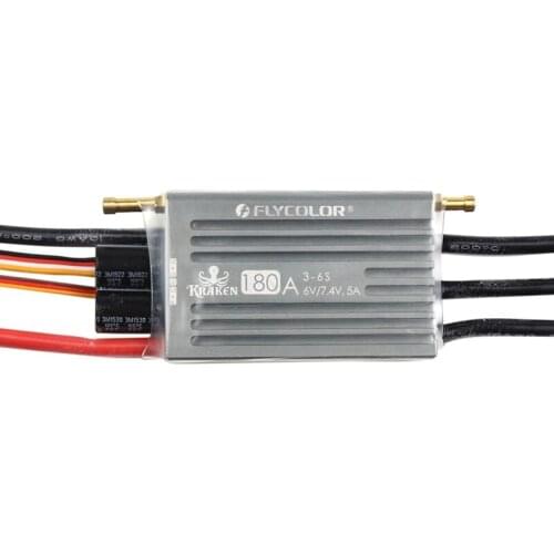 FLYCOLOR Kraken Series Waterproof Brushless ESC 3-6S 6V/7.4V 5A BEC/Water Cooling System for Model Ship RC Boat