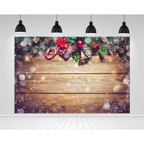 Scopiso Photography Backdrop Christmas Bokeh Wood Wall Crutch Leaves Pine Cone Xmas Party Decoration Background Studio Props