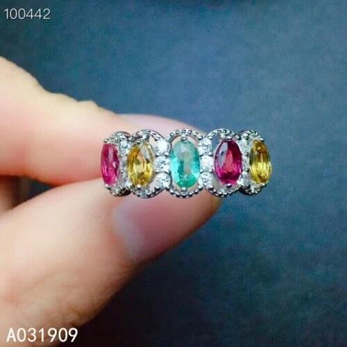 KJJEAXCMY boutique jewelry 925 sterling silver inlaid Natural Tourmaline gemstone ring female support detection classic