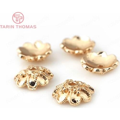 10PCS 8MM 24K Champagne Gold Color Plated Brass Beads Caps Tassel Caps High Quality Diy Jewelry Accessories