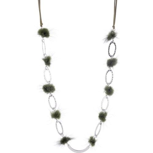 2018 Hot Mink Ball Long Necklace Women Fashion Jewelry All-match Pendant Necklace Metal Oval Long Sweater Chain Collier Femme