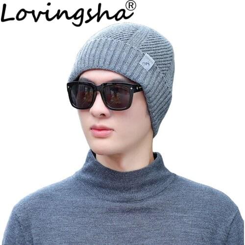 LOVINGSHA Fashion Men Design Warm Hats Women Beanie Knitted Knit Skullies Baggy Bonnet Girl Faux Fur Winter Caps HT126