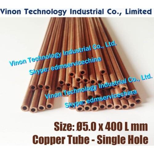 30PCS/LOT) 5.0x400LMM Copper Tube Single Hole, Copper EDM Tubing Electrode Tube diameter 5.0mm Length 400mm