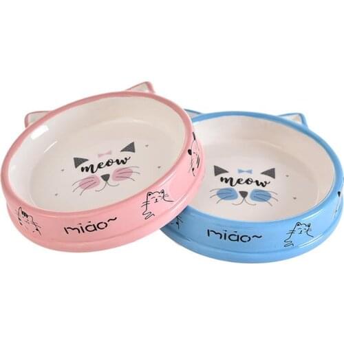 2PCS Cute Cat Pattern Pet Ceramic Bowls Pet Food Water Feeder Bowl For Puppy Kitten Pet Feeder Cat Dog Feeding Supplies 2019 New