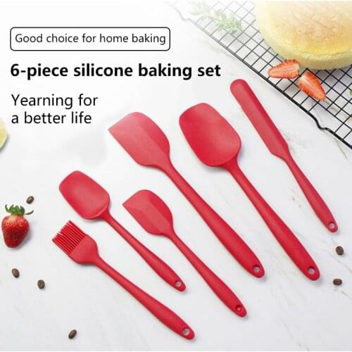 6Pcs Silicone Spatula Set Kitchen Cream Cake Spatula Mixing Batter Scraper Brush Mixer Cake Brushes Baking Tool Kitchenware