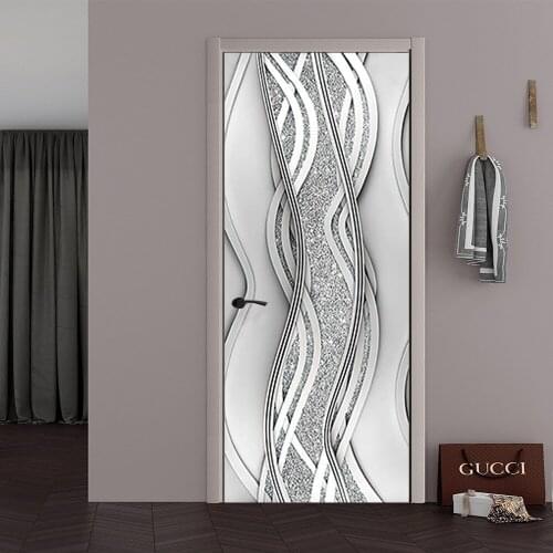 Windown Door Sticker Silver Geometry Home Decoration Door Windows Glass Stickers Waterproof Eco PVC Door Decor Stickers 2021 New
