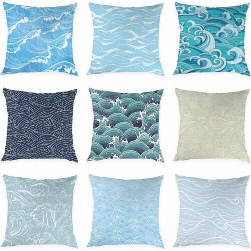Printing Cushion Cover Sofa Pillow Covers Peach Skin Decorative Waves Pattern Pillowcase Home Decor 45*45cm