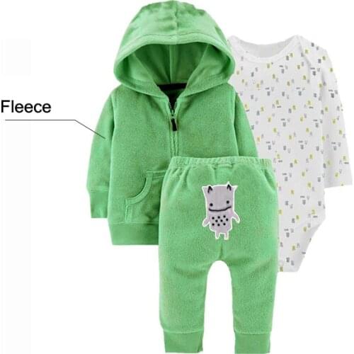 2020 New Bebe Baby Girls Boys Clothes Hooded Cotton Fleece Sweater+Trousers+Bodysuits Winter 3 Pieces Sets Newborn baby clothing