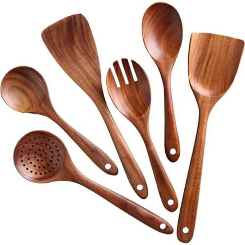 New Teak Wood Spoon Solid Wood Spatula Kitchen Cooking Wood Spatula Cooking Spatula Set Wooden Scoop Tableware