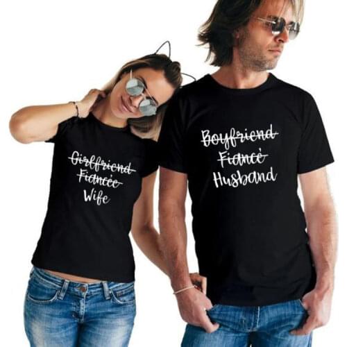 Boyfriend Fiance Husband Girlfriend Fiance Wife Printing Couple Clothes Lovers Tee Shirt Summer Matching Couples Tops Clothes