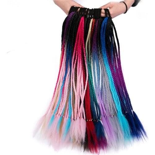 24Inch Twist Braids Headdress Braiding Hair Extensions Rubber Bands Braid Ponytail Elastic Rope Hair Accessories Kids Hair Wig
