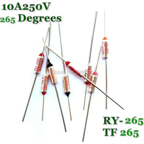 RY 10pcs/lot New Micro thermal fuse 10A250V 265 Degrees Tf 265 C Mini temp fuse metal shell Thermal Cutoff RY-265 RY265