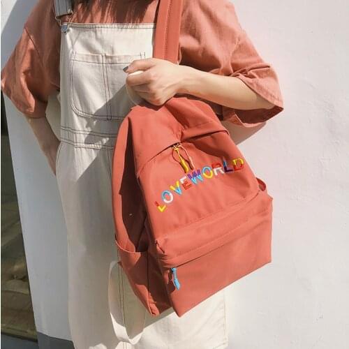 Female Backpack 2019 New Korean Travel Backpack Student Laptop Backpack Coloured English Embroidery School Bags For Teen Girls