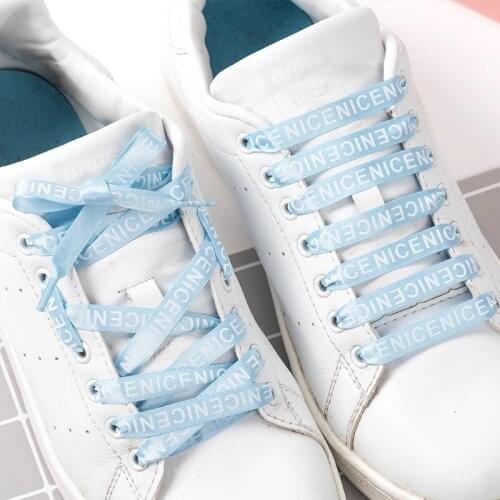 1 Pair Letter Printed ShoeLace Satin Silk Ribbon Shoelaces White Casual Shoes Lace Canvas Shoes Lace Sneakers Shoelaces