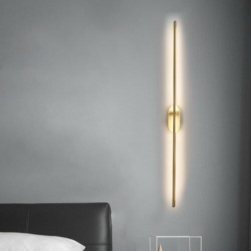 Modern simple linear tube LED wall lamp up down background opposite wall light LED bedside foyer corridor black gold LED sconce