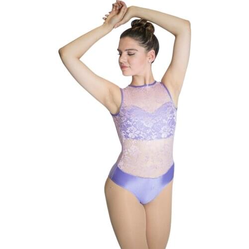 Light Grape Shiny Lycra Lace Tank Dance Leotard Pink Girls Dancewear Blue Ladies Bodysuit Performance 10 Colors