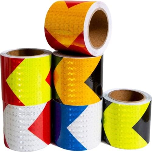 5CM*50M Conspicuity Multi Color Reflective Arrow Design Hazard Warning Caution Outdoor Tape 7 colors
