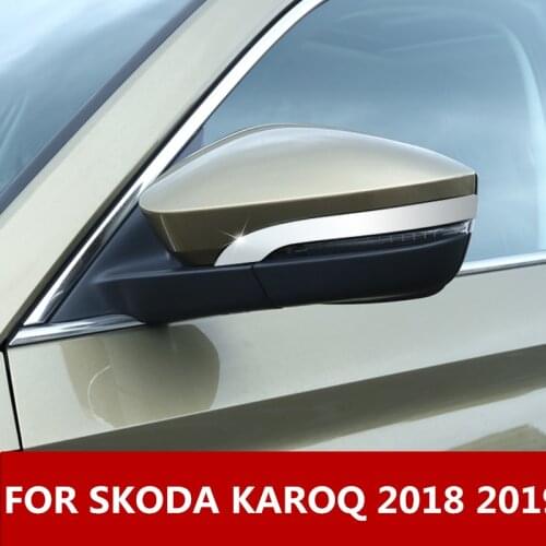 For SKODA KAROQ 2018 2019 Car External Rearview Mirror Cover Sequins Decorative Sticker ABS Chrome Auto Accessories decoration