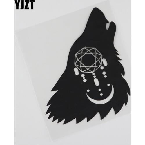 YJZT 13.6CMX15.9CM Howling Wolf Head Dreamcatcher Moon Predator Vinyl Car Sticker 13C-0101