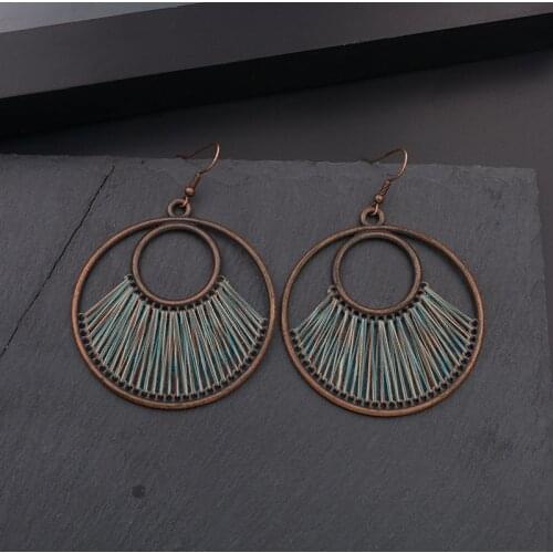 WELLMORE retro round drop dangle earrings for women handmade bohemia earrings Female jewelry dropshipping whlesale