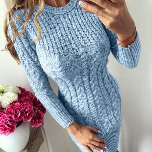 2021 New Autumn Winter Warm Sweater Dress Women Sexy Slim Bodycon Dress Female O neck Long Sleeve Knitted Dress Vestidos