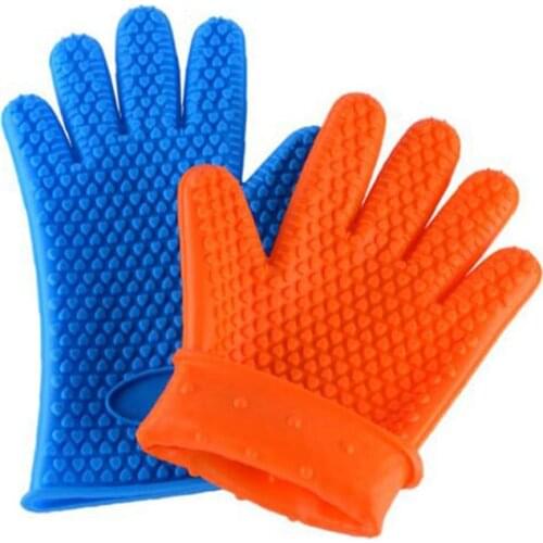 1PC BBQ Grill Silicone Gloves Heart Shaped Heat Resistant Insulated Glove Anti-scalding Microwave Oven Mitts Baking Glove Sleeve