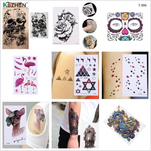 1PCS Waterproof Temporary Tattoo Sticker Crow Tiger Ganesha Wolf Forest Tatto Stickers Flash Tatoo Fake Tattoos For Women Men