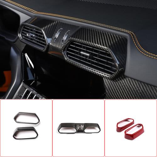 For Lamborghini URUS 2018-2021 Real Carbon Fiber Air Outlet Of Central Control Air Conditioner Frame Stickers Car Accessories