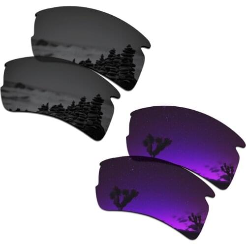 SmartVLT 2 Pairs Polarized Sunglasses Replacement Lenses for Oakley Flak 2.0 XL Stealth Black and Plasma Purple