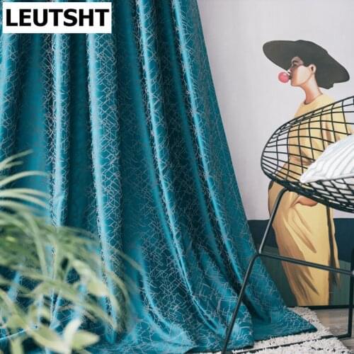 2021 Nordic Modern Atmosphere Light Luxury Blackout Curtains for Living Room Bedroom Bay Window Floor Curtains Customization