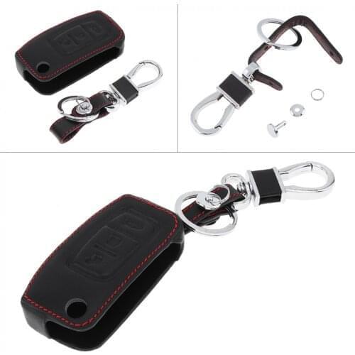 3 Buttons 3D Leather Car Key Cover Protector Holder with Hanging Buckle Fit for Ford Mondeo/ Fiesta/Focus/Galaxy 2003-2010