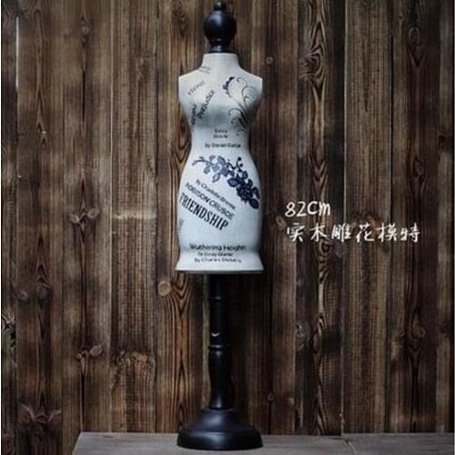 82cm Carved Gown Female body mannequin Earring Necklace Stand Display weeding cloth Holder base wood storage rack Jewellery D213