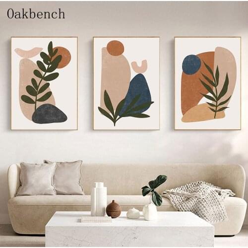 Abstract Line Leaves Posters And Prints Circle Bohemia Canvas Painting Wall Art Print Picture For Living Room Modern Home Decor