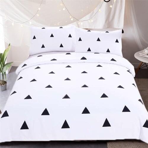 Black White Printing Geometric Pure White Duvet Cover Set Modern Simple Cotton Bedding Set Bed Linens Twin Full Queen King Size