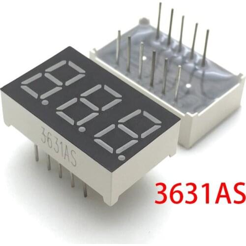 5pcs Digital tube segment common Cathode Red 3 Bit digital Tube 0.36 inch 11 needles Red LED Display 3631AS