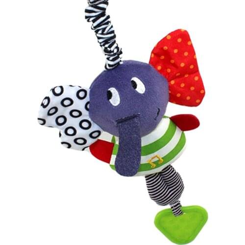 Baby Rattles Wholesale Infant Kids Music Elephant Hanging Hand Bed Stroller Soft Dolls Educational Toys Teether Rattles B0968