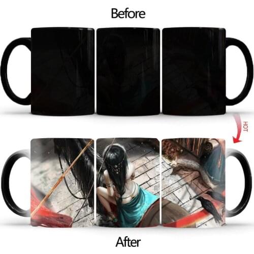 Girl on horseback Mug color changing Heat Sensitive Ceramic 11oz coffee mug surprise gift Halloween gift BSKT-041