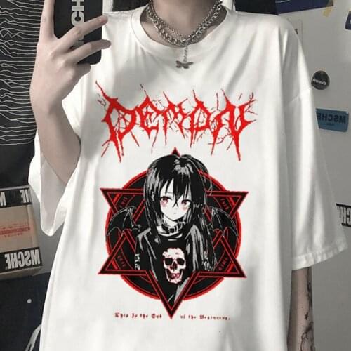Women T Shirts Aesthetic Gothic Punk Short Sleeve T Shirt Harajuku Tee O-Neck Women Tops Oversized T Shirt Female Street Clothes