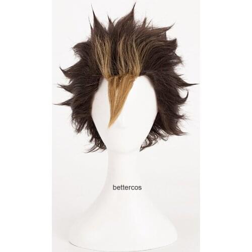 Haikyuu!! Nishinoya Yuu Cosplay Wigs Short Brown And Blonde Heat Resistant Synthetic Hair Wig + Wig Cap
