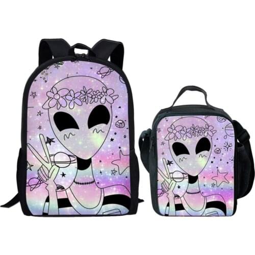 Cool Planet School Bags For Boys Girls 2pcs/Set Student Orthopedic Satchels Cute Alien Book Bag School Backpack Mochila Escolar