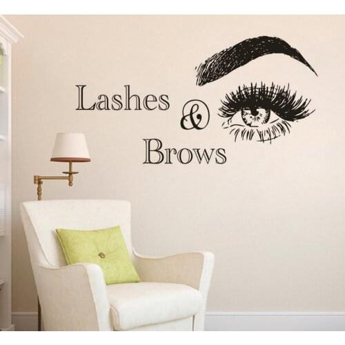 Beautiful Eyes Window Decal For Beauty Salon Lashes And Brow Vinyl Wall Sticker Removable Make Up Studio Wall Decor