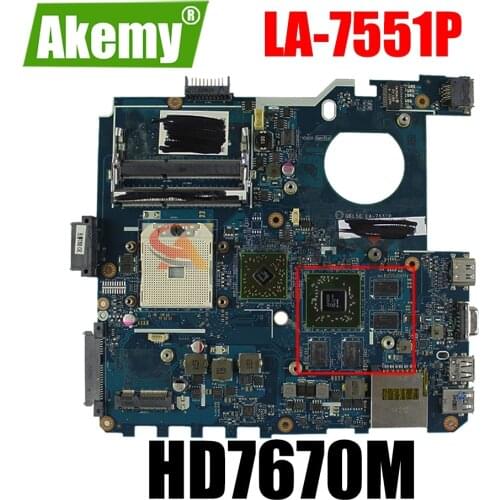 Akemy for Asus motherboard QBL50 LA-7551P HD7670M for asus K43T K43TA X43T K43TK laptop mainboard Logic Board 100%working